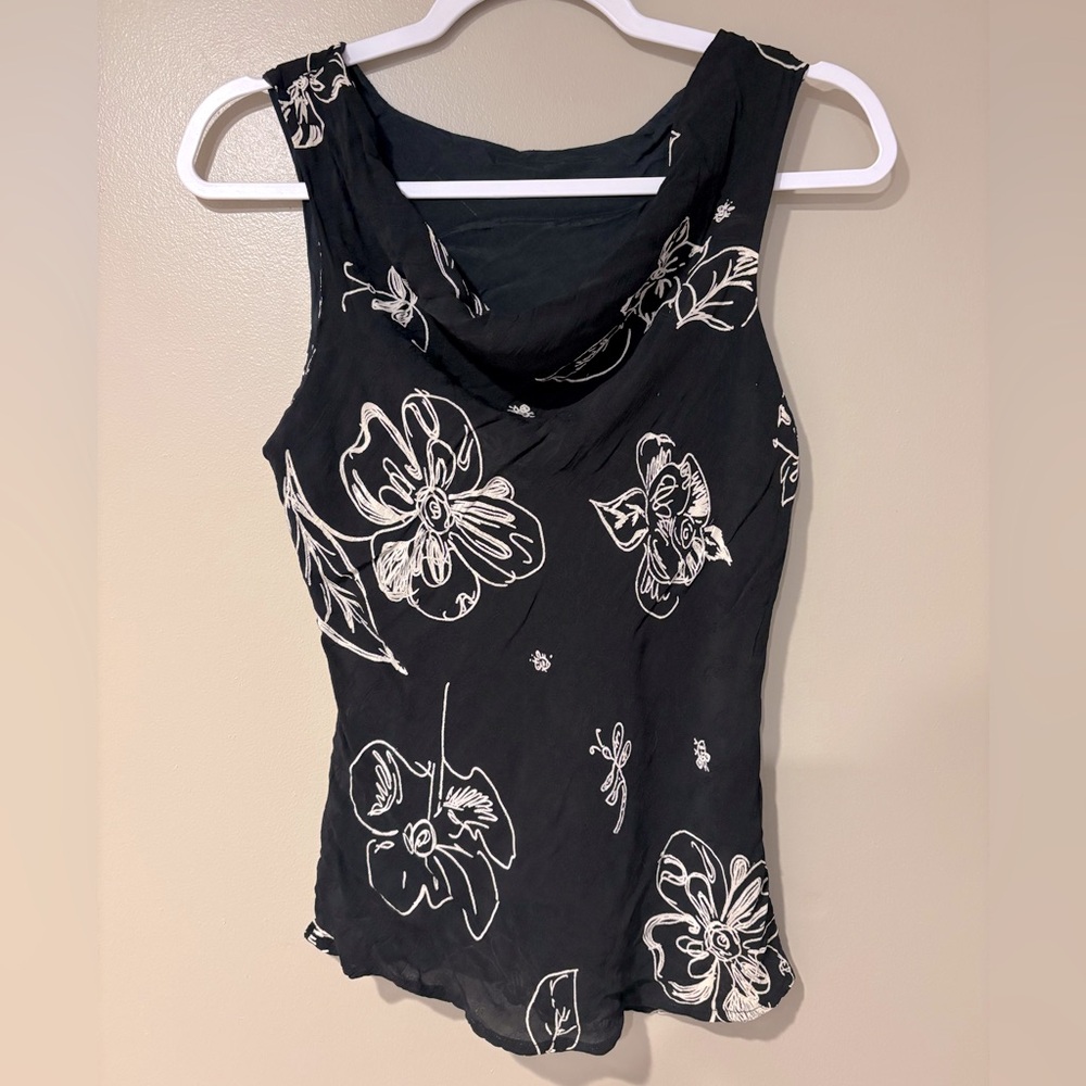 vintage cowl neck y2k fitted monochrome asymmetrical camisole flattering top